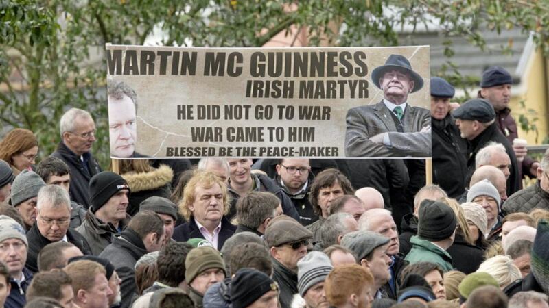 Mourners at the funeral of Martin McGuinness in Derry&#39;s Bogside last week. Picture by Mark Marlow, Pacemaker Press. 