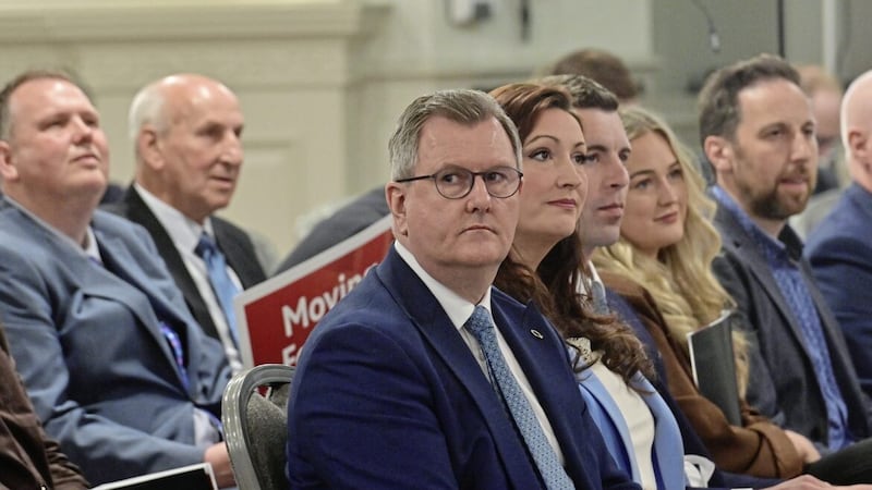 Sir Jeffrey Donaldson at the DUP manifesto launch for the local government election. Picture by Colm Lenaghan /Pacemaker 