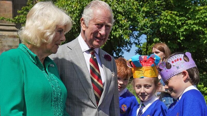 The King and Queen met Camilla Nowawakowska and Charles Murray during their two-day trip to Northern Ireland (Brian Lawless/PA)