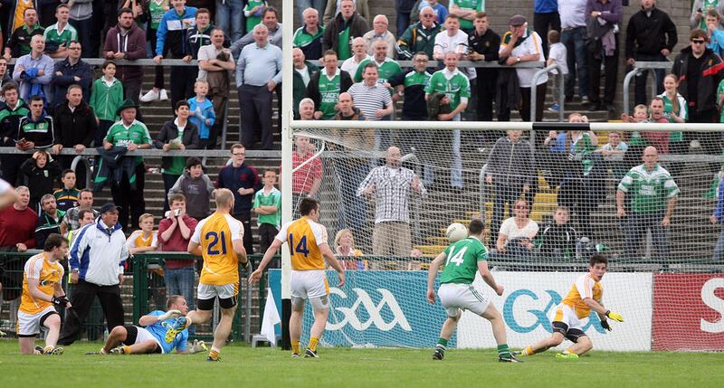 Antrim only won three Ulster championship games during Kevin O'Boyle's career, and he was at the heart of two of them. Here he blocks a last-gasp Ryan McCluskey shot in the 2014 win over Fermanagh, while in 2009 he kicked a remarkable winner against Donegal.