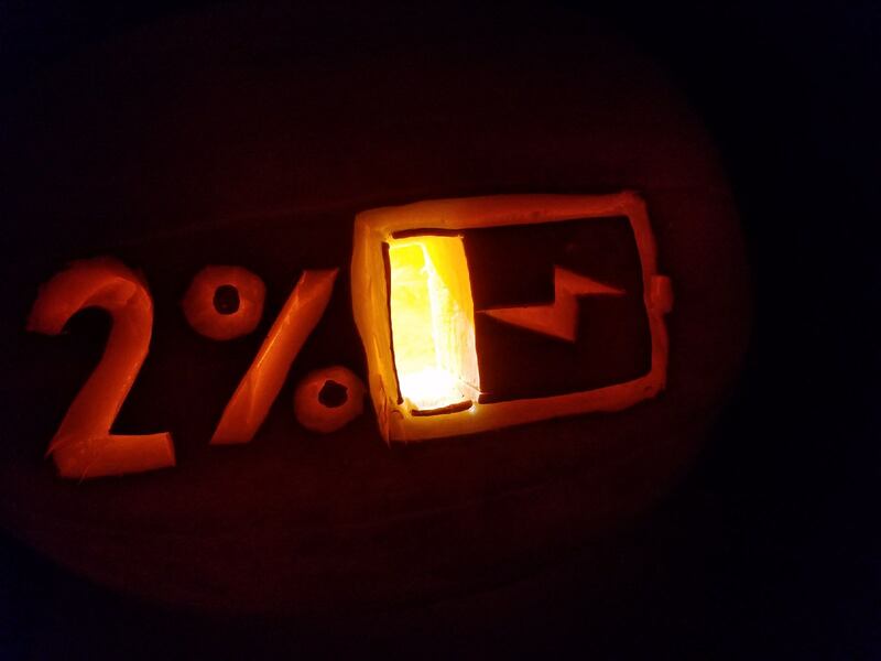 The pumpkin lit up