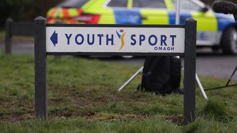 A sign for the Youth Sport Omagh sports complex in the Killyclogher Road area of Omagh