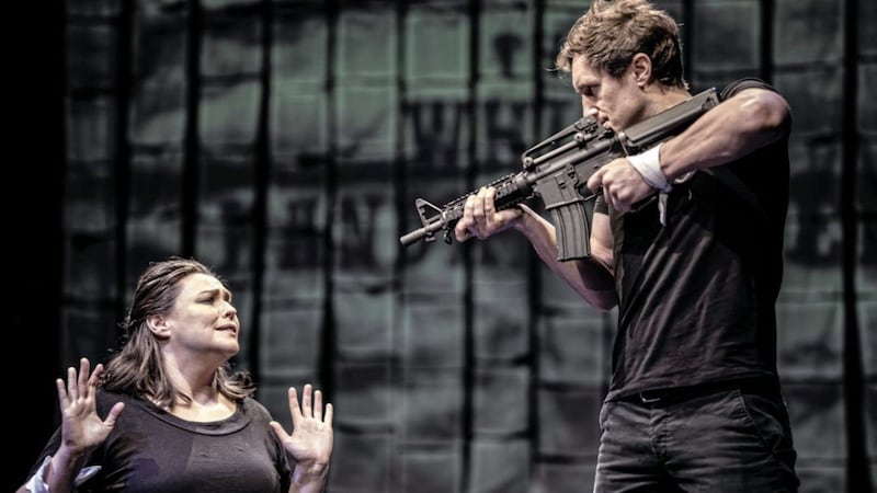 Actors Orla Mullan as Peggy Deery and Jonny Everett as Para 1 in the moving Bloody Sunday elegy, The White Handkerchief 