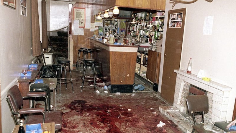 The interior of The Heights bar in Loughinisland the morning after the UVF shot dead six people in 1994 
