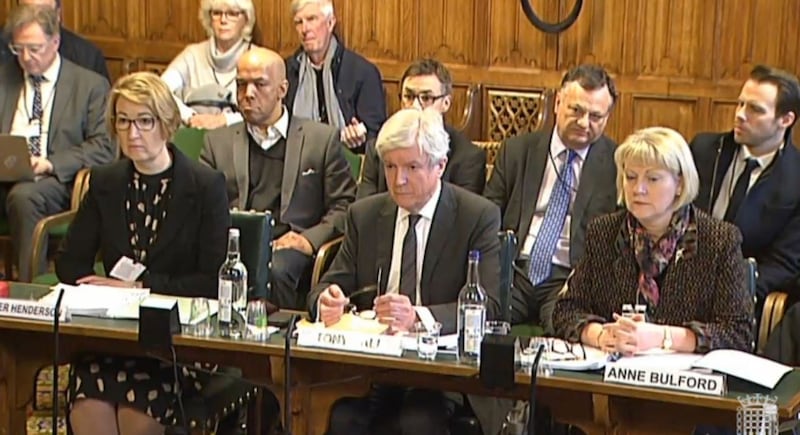 Lord Hall giving evidence to the Public Accounts Select Committee at the House of Commons 