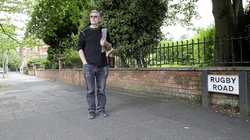 Patrick Speight is among residents of Rugby Road unhappy about resurfacing of footpaths with tarmac. Picture by Hugh Russell 