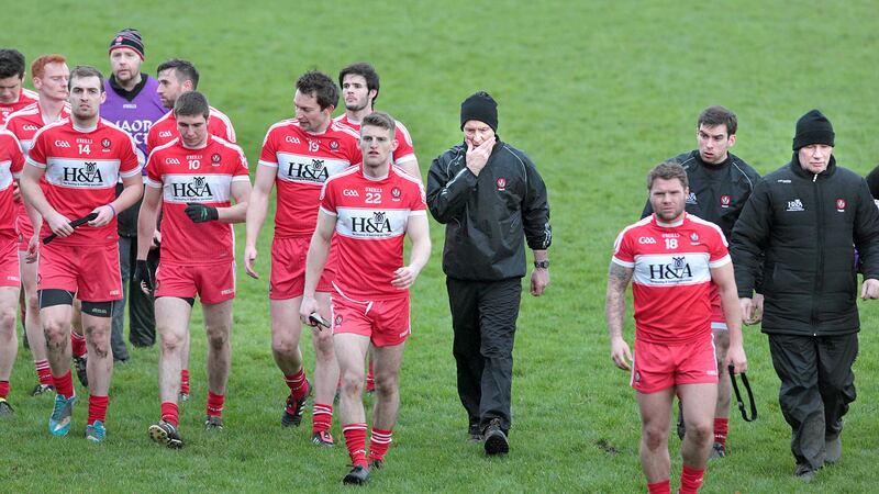 <span style="font-family: Arial, sans-serif; ">Derry manager Damian Barton could still guide his side into a McKenna Cup semi-final if they beat Queen's on Wednesday <br />Picture by Margaret McLaughlin</span>&nbsp;