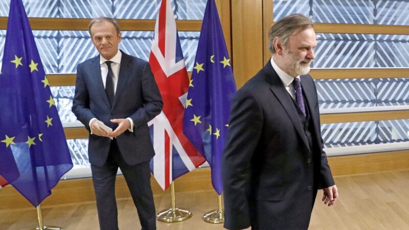 Adieu, adi&oacute;s, auf wiedersehen &ndash; Britain&#39;s permanent representative to the EU Tim Barrow leaves after delivering Britain&#39;s Brexit letter to EU Council President Donald Tusk 