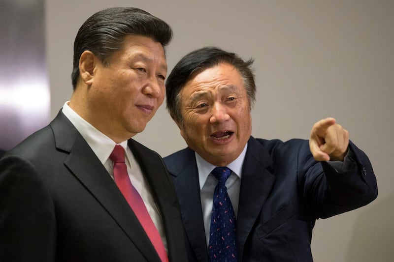 Ren Zhengfei, right, with China’s President Xi Jinping