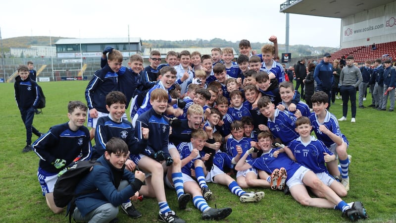 St Colman’s celebrate their victory in Newry yesterday         Picture by Sarah Geoghegan 