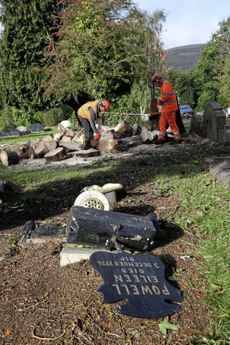 Detectives have appealed for information after a number of graves were attacked in the City Cemetery in Belfast. Picture: Hugh Russell 