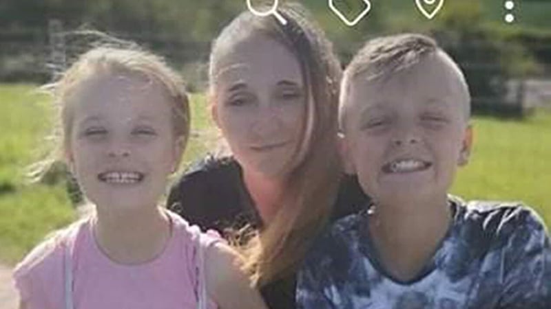 Terri Harris, with her children, Lacey and John Paul Bennett, who were murdered by Damien Bendall along with Lacey’s friend, Connie Gent, in Killamarsh, Derbyshire, in September 2021 (Derbyshire Constabulary/PA)