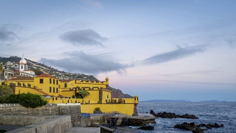 The historical Forte de Sao Tiago at sunset, in Funchal, capital of Portuguese island Madeira 