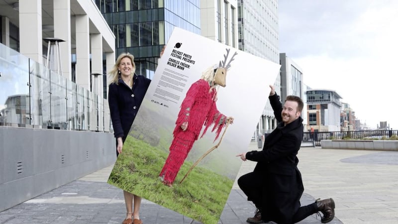 Jenni Barkley, Communications and Corporate Responsibility Manager at Belfast Harbour and Michael Weir, Founder at Belfast Photo Festival, pictured at the launch of a new free outdoor gallery along the city&#39;s waterfront 