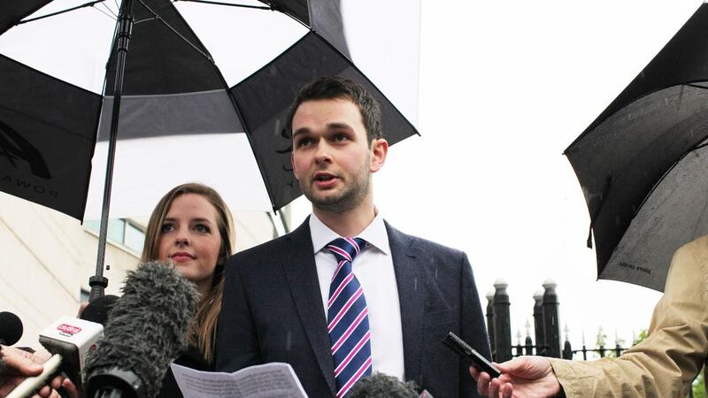 Daniel and Amy McArthur of Ashers Baking Company outside court. Picture by Stephen Kilkenny, Press Association 