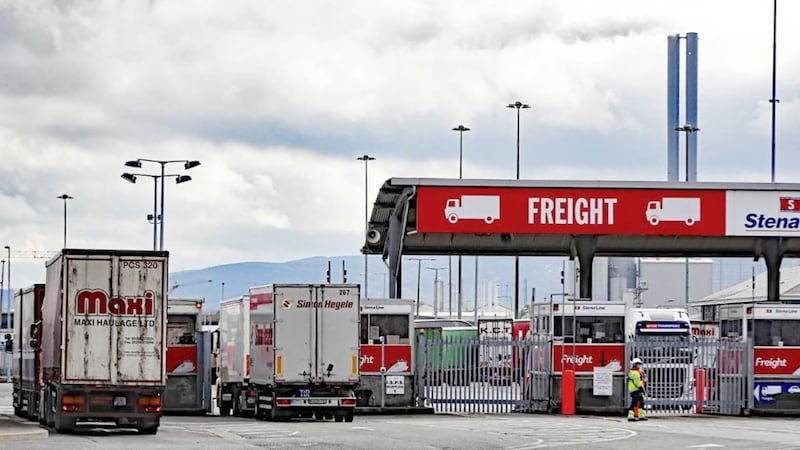 Lorries go through freight checks at Dublin Port 