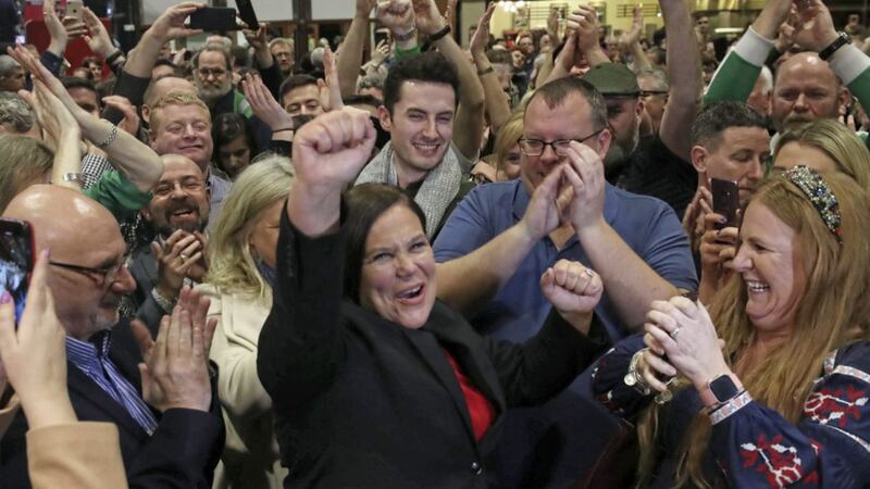 Sinn F&eacute;in leader Mary Lou McDonald celebrates electoral success. Picture by Niall Carson/PA Wire 