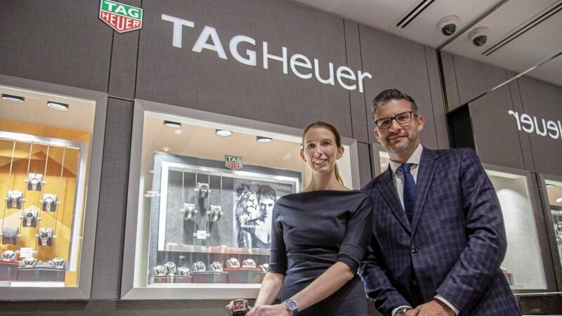 Lunn&rsquo;s Jewellers marketing director Suzanne Lunn with Nick Callegari, TAG Heuer&#39;s UK and Ireland commercial director 