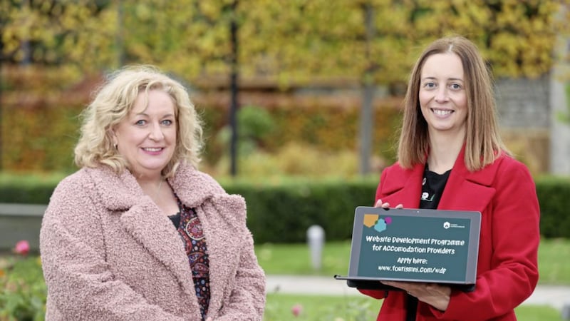 Tourism NI has launched a new website development programme for accommodation providers as part of its ongoing drive to support the sector&#39;s recovery and growth. Pictured are Ainsley McWilliams (left) and Cathy McCormick from Tourism NI. Picture: Jonathan Porter/PressEye 