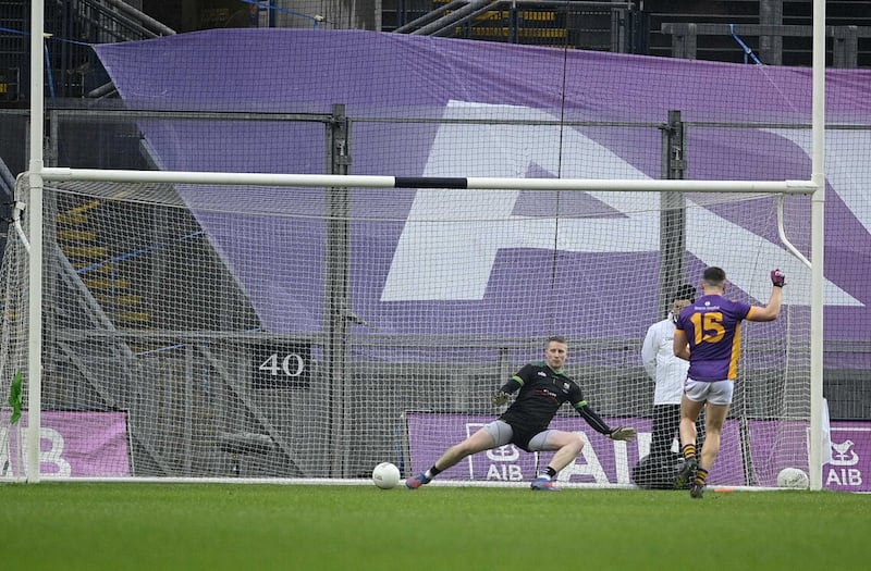 Kilmacud's Shane Walsh scores a penalty. Picture by Mark Marlow