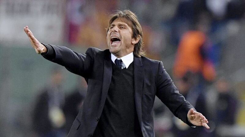 Chelsea manager Antonio Conte shouts instructions during the Champions League Group C game against Roma 