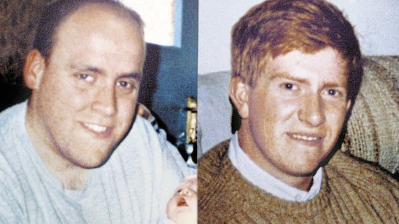 David Johnston (left) and John Graham were community policemen murdered side by side near Lurgan RUC station. Picture by Alan Lewis, Photopress 
