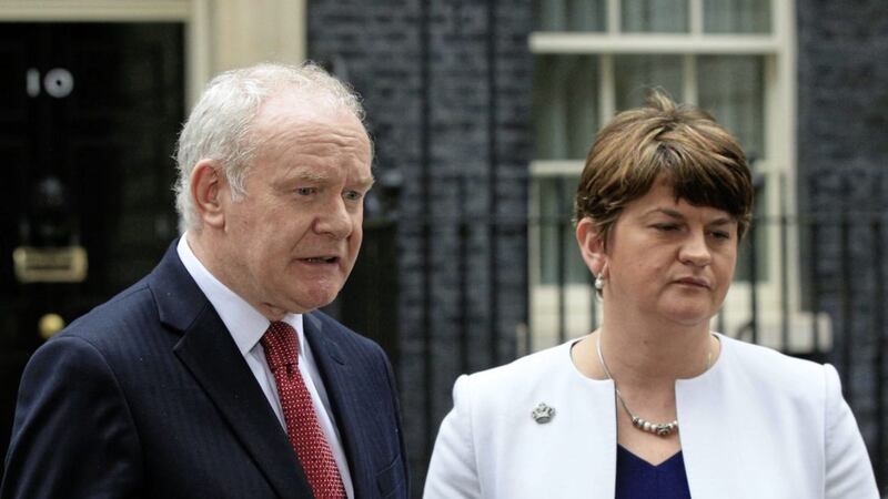 Then First Minister Arlene Foster and then Deputy First Minister Martin McGuinness met to discuss keeping the RHI scheme open. Picture by Jonathan Brady/PA Wire 