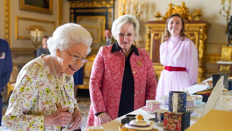 The monarch also watched a demonstration of enamelling and gilding by master artisans at her Berkshire home.