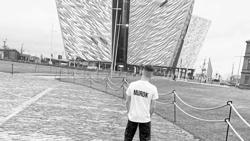 Pierce wears the MUROK brand at Titanic Belfast 