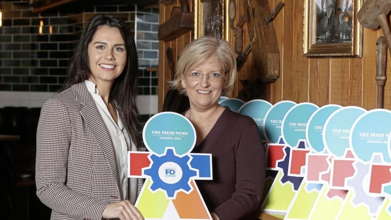 Elizabeth Toner (left) and Catherine Harrison from First Derivatives, one of the business partners in this year&#39;s Irish News Workplace &amp; Employment Awards. Photo: Declan Roughan 