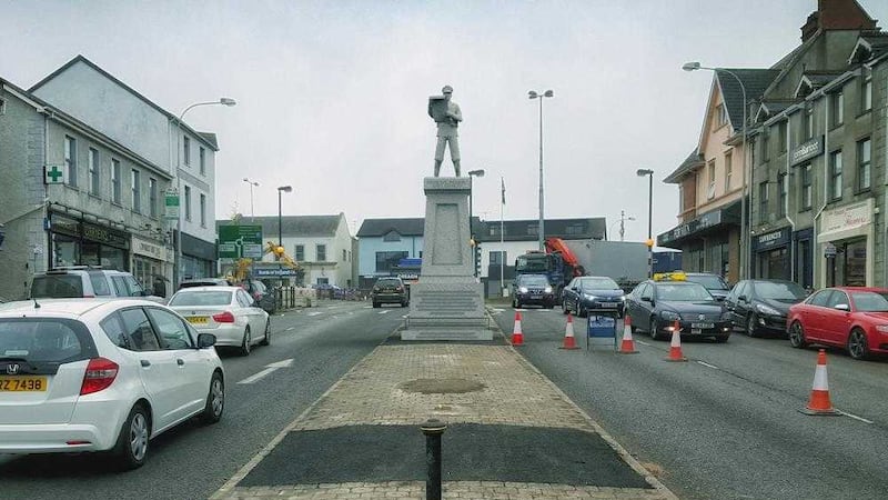 A computer generated image of a memorial to mark the 100th anniversary of the Easter Rising which the Co Derry and Antrim Republican Graves want to build in Magherafelt 