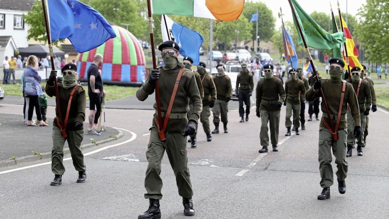 Police arrested twelve men following an un-notified dissident republican parade in Lurgan, Co Armagh, on May 28. Picture by Mal McCann 