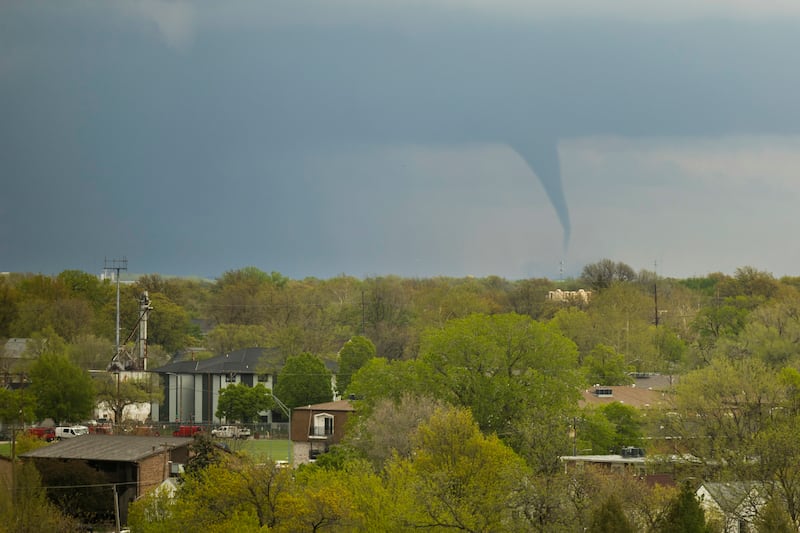 A tornado touches down north of Lincoln, Nebraska (Kenneth Ferriera/Lincoln Journal Star via AP)