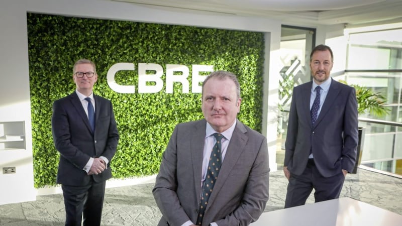 The CBRE Northern Ireland team of Gerard McCann, Brian Lavery and Robert Ditty. Picture: Matt Mackey/PressEye 