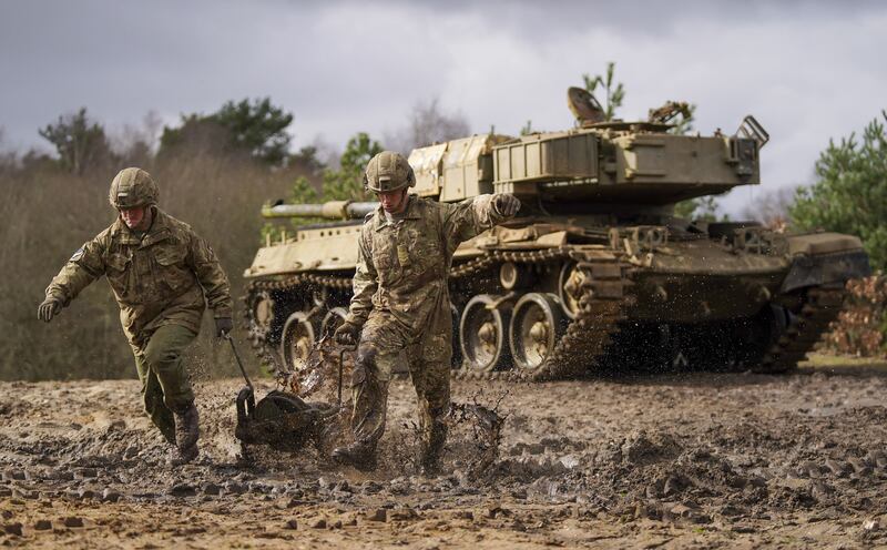 Army engineers take part in an exercise