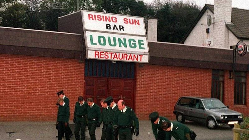 The scene at the Rising Sun bar Greysteel on the morning after seven people were shot dead in 1993 