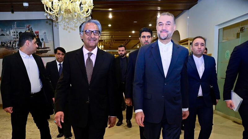 Iranian foreign minister Hossein Amirabdollahian took part in talks in Islamabad (Ministry of Foreign Affairs via AP)