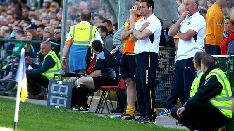 &nbsp;Antrim's joint managers Gearoid&nbsp;Adams and Frank Fitzsimons