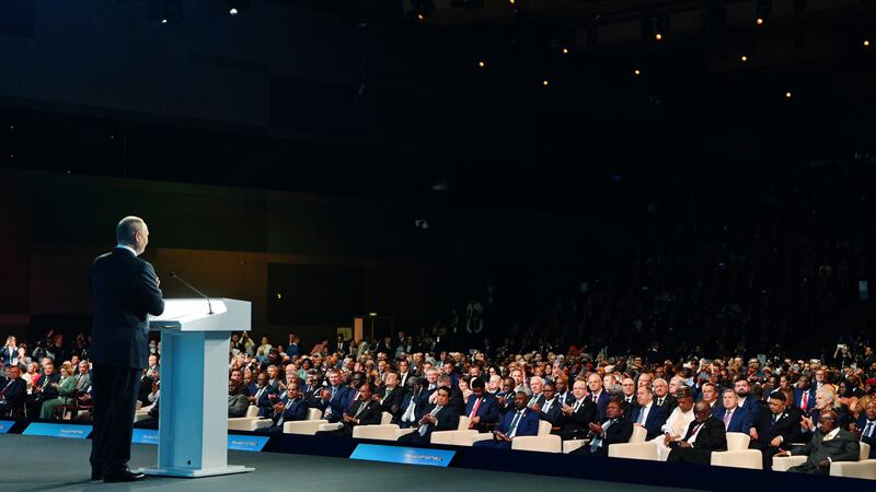 Russian president Vladimir Putin delivers a speech (Alexander Kazakov, Sputnik, Kremlin Pool Photo via AP)