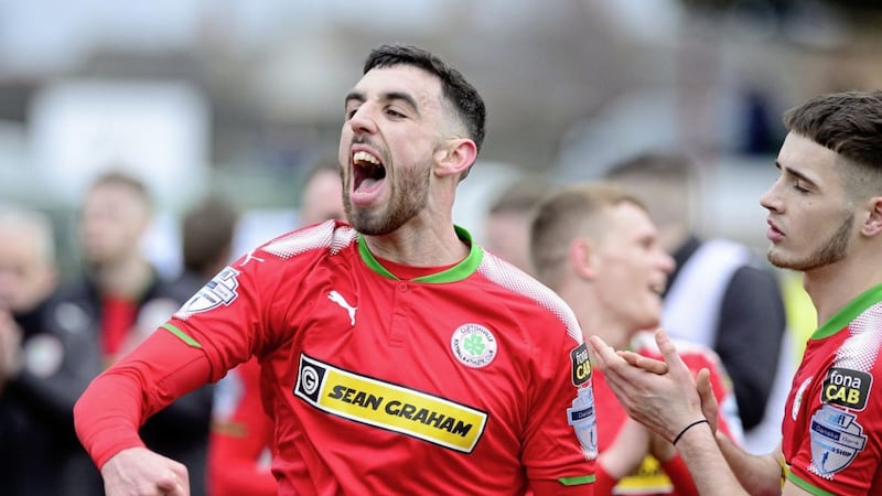 Joe Gormley has been in red-hot form for Cliftonville this year, and will hope to bring that into today&#39;s Europa League qualifier against Glentoran. Picture by Pacemaker 