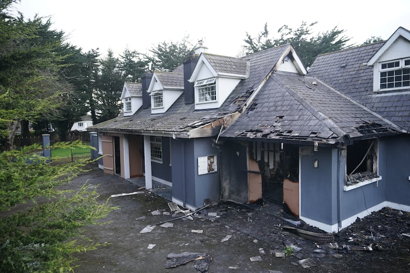 The scene of a suspected arson attack at a vacant house in Co Kildare, which was wrongly rumoured to be planned accommodation for asylum seekers