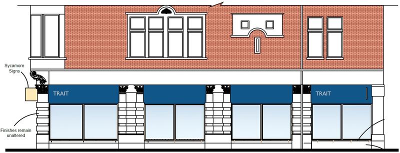 Planning drawing show how Trait Coffee's new outlet would look on the Skipper Street side.