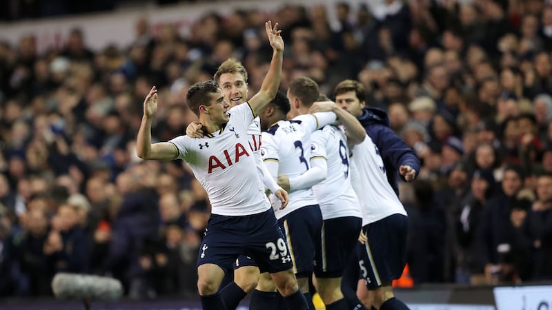 &nbsp;Winks celebrates scoring on his debut for Spurs. Picture by PA