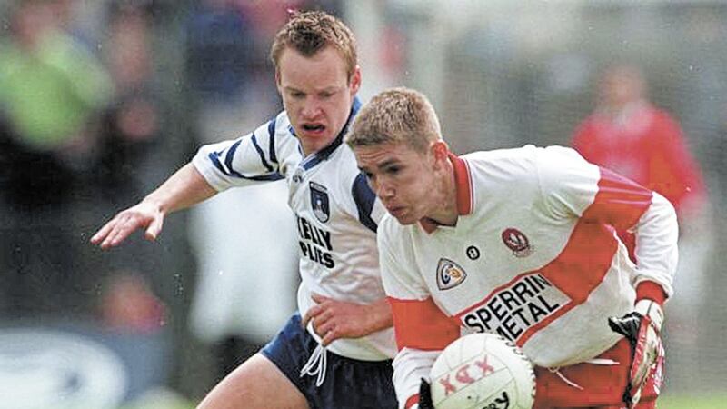 Derry forward Joe Cassidy (right) was tipped to trouble the Tyrone defence in the 1997 Ulster SFC semi-final. 