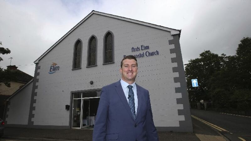 Mark McClurg outside Ards Elim church. Picture by Hugh Russell