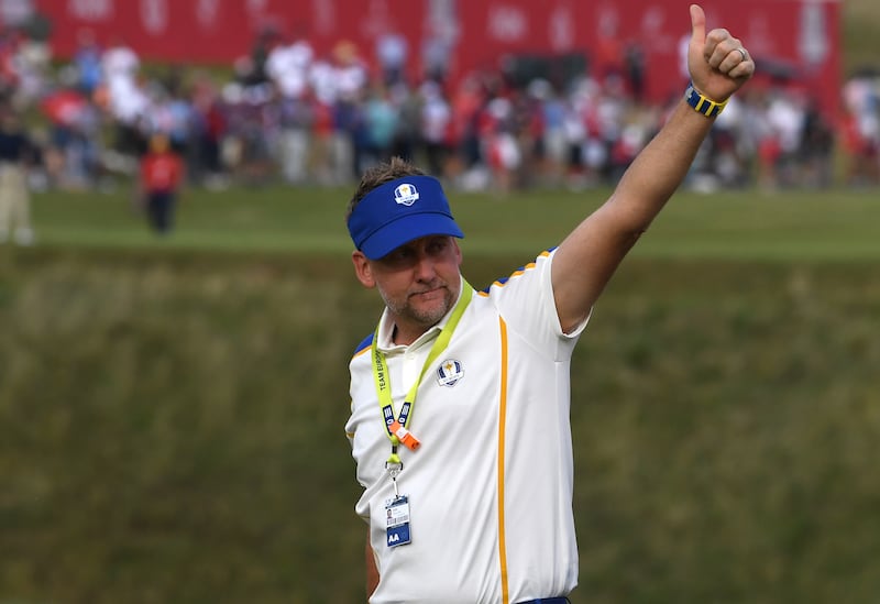 Ian Poulter pictured at the Ryder Cup in Whistling Straits in 2021 .