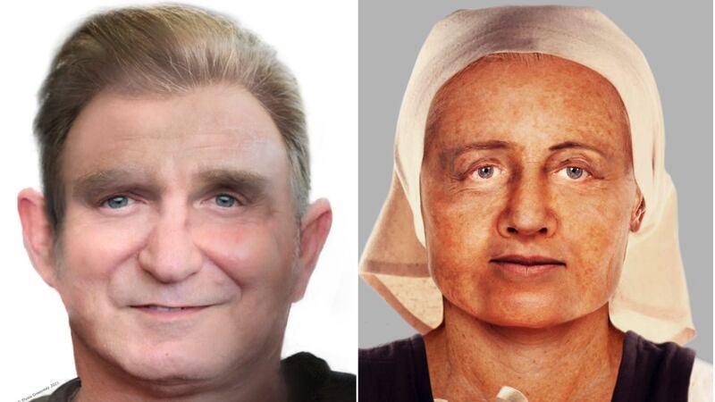 Forensic artists used hi-tech software to show how a man and woman both aged between 35 and 50 might have looked between the 14th and 17th centuries.