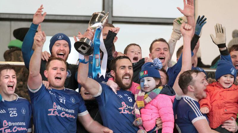 Loughinisland captain Dan Gordon with the&nbsp;McCully Cup after winning last Sunday's Ulster Club IFC final against Bundoran<br />Picture by Margaret McLaughlin&nbsp;