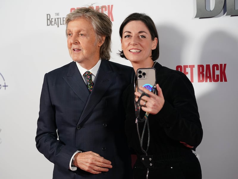 Sir Paul McCartney and his daughter Mary McCartney at a VIP screening of The Beatles: Get Back