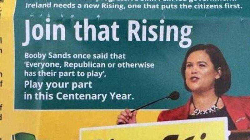 The leaflet printed as part of Mary Lou McDonald&#39;s election campaign which referred to &#39;Booby Sands&#39; 